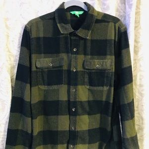 Mens Wool Plaid Button Down